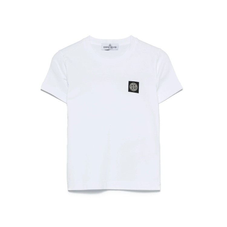 STONE ISLAND T-shirt bianca logo bambini