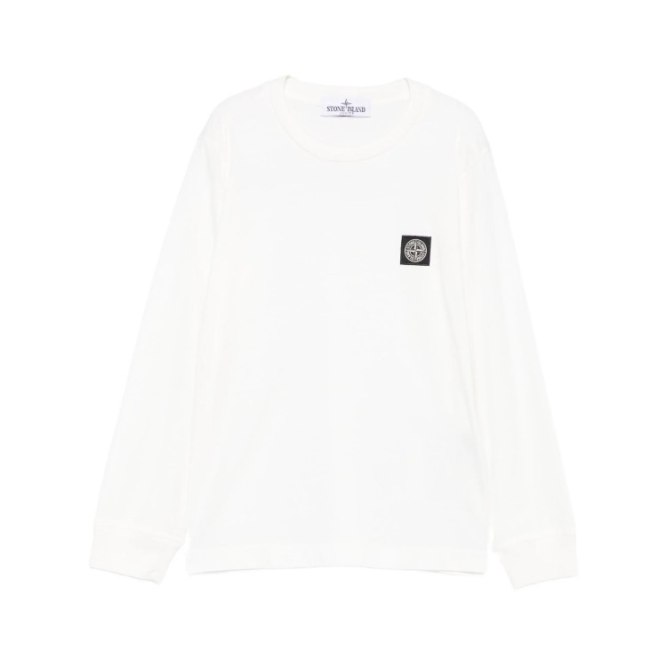 STONE ISLAND T-shirt bianca manica lunga bambini