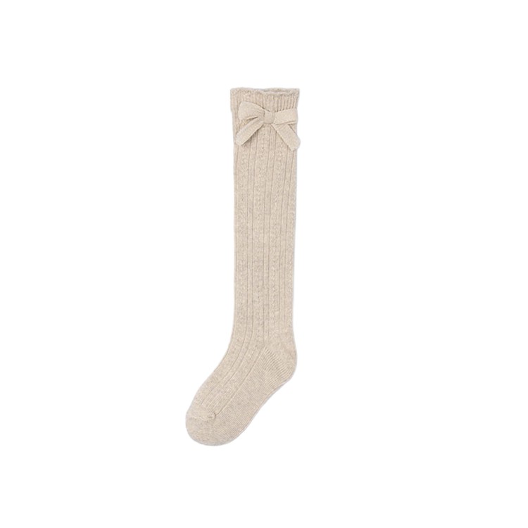 MAYORAL Calze beige lunghe con fiocco bambina