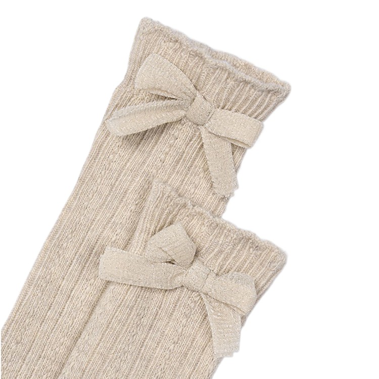 MAYORAL Calze beige lunghe con fiocco bambina