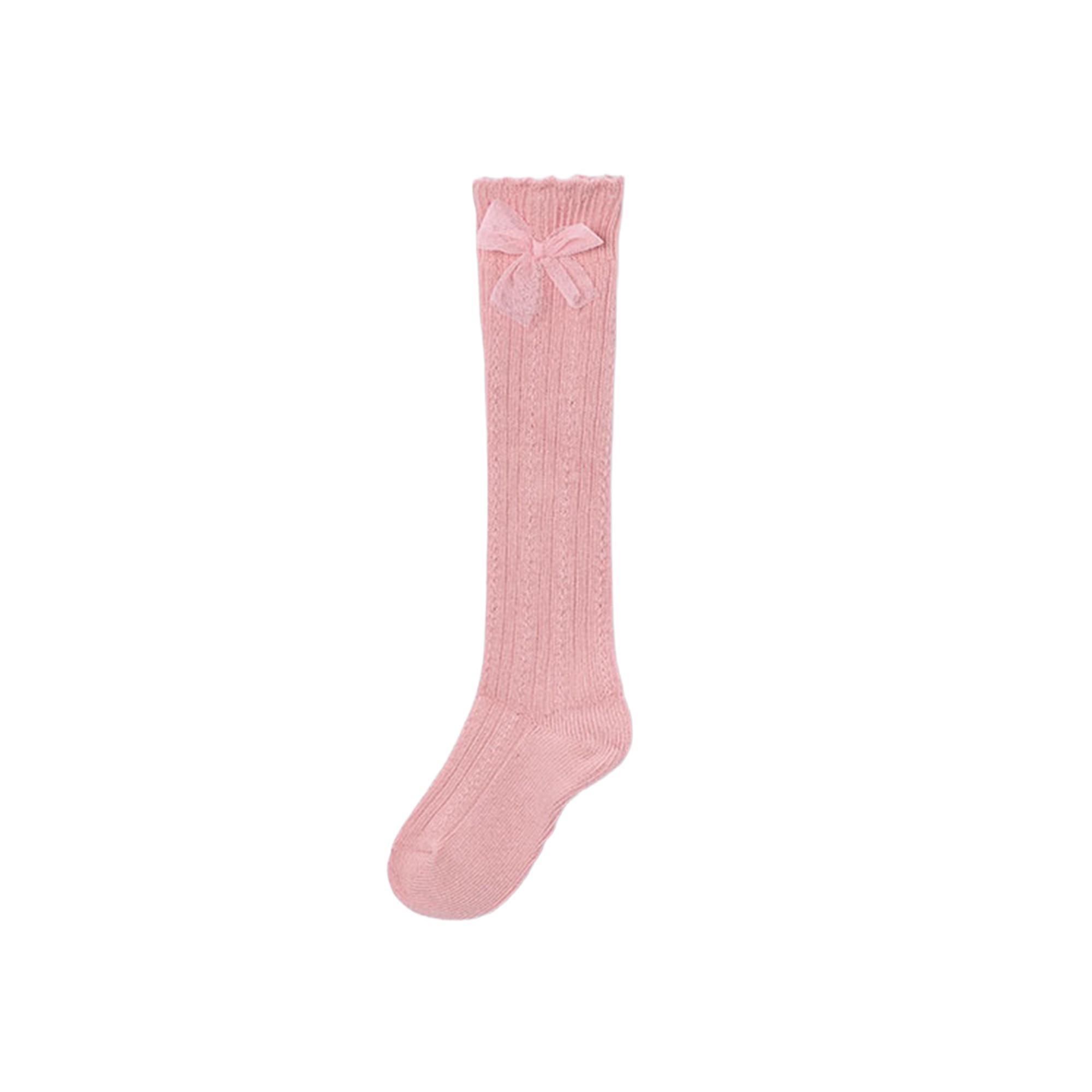 MAYORAL Calze rosa lunghe con fiocco bambina