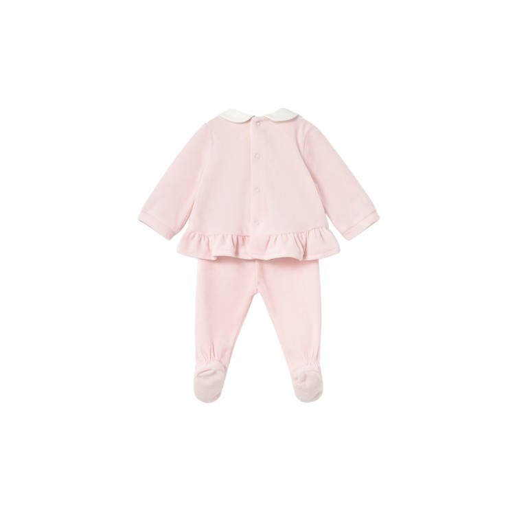 MAYORAL NEWBORN Completo rosa ghettina in ciniglia neonata