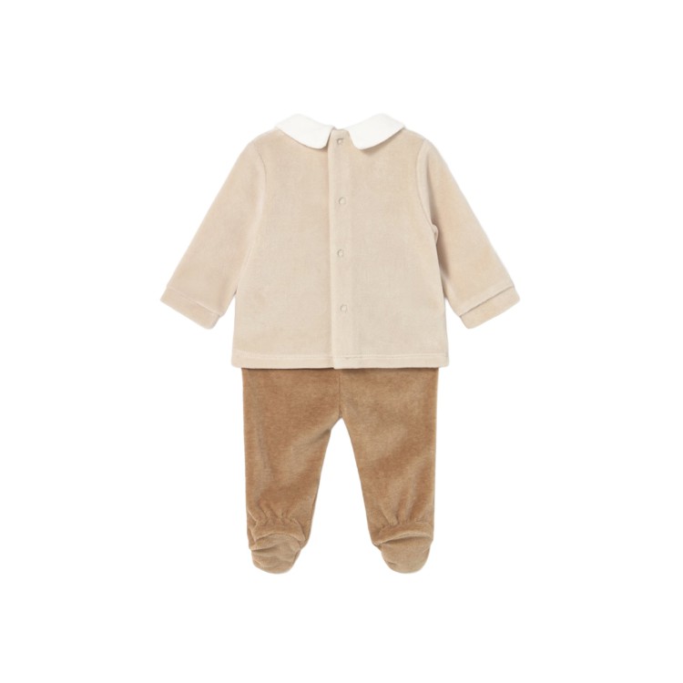 MAYORAL NEWBORN Completo caramello ghettina in ciniglia neonati