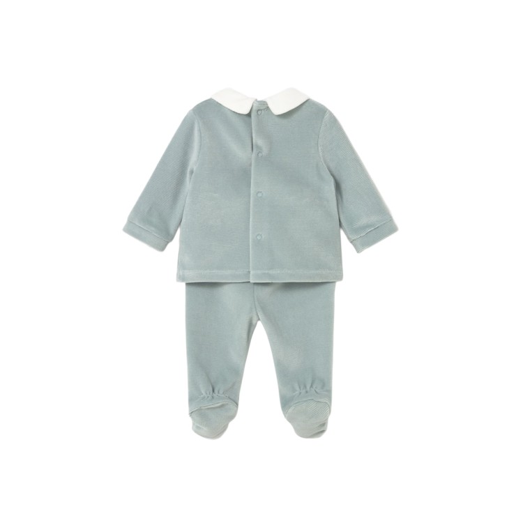 MAYORAL NEWBORN Completo verde acqua ghettina in ciniglia neonati