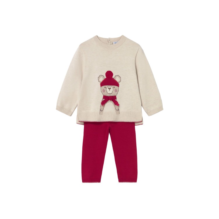 MAYORAL Completo 2 pezzi sabbia e magenta neonata