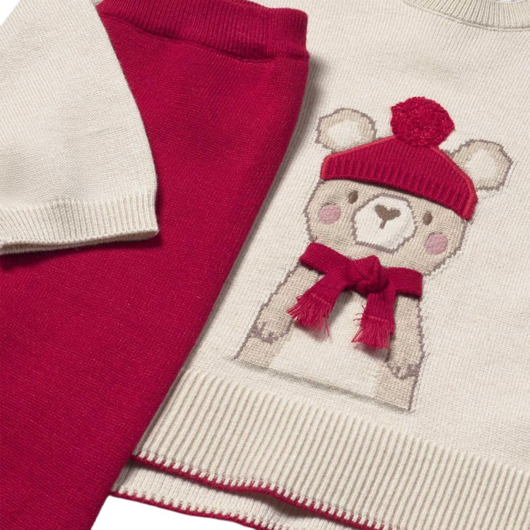 MAYORAL Completo 2 pezzi sabbia e magenta neonata