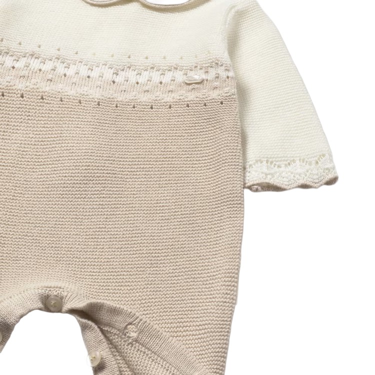 MAYORAL NEWBORN Pagliaccetto tricot beige neonata