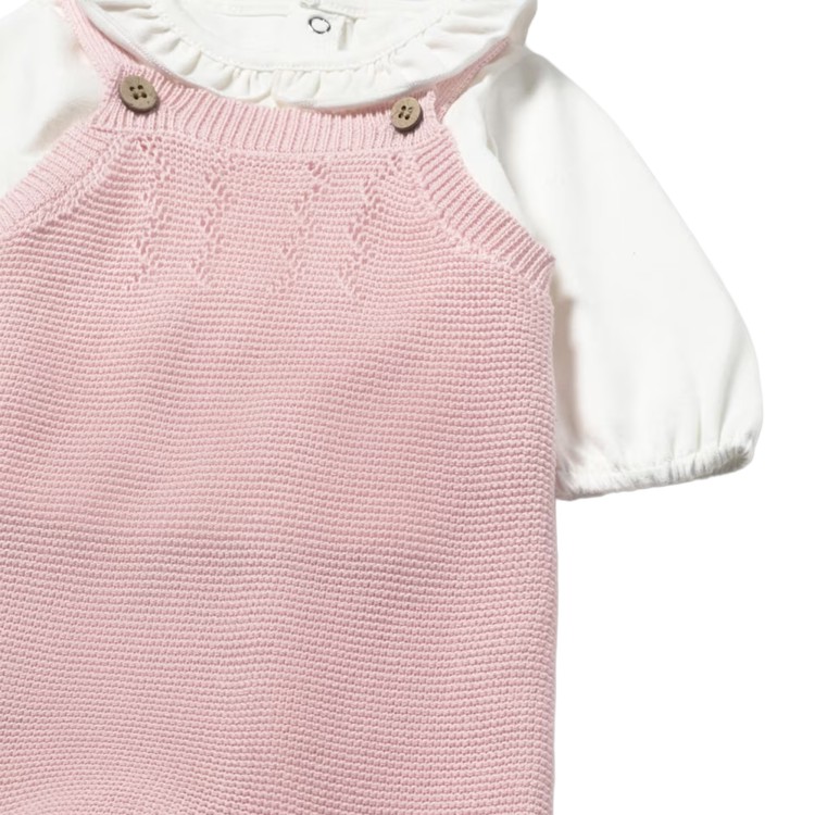 MAYORAL NEWBORN Completo 3 pezzi rosa salopette neonata