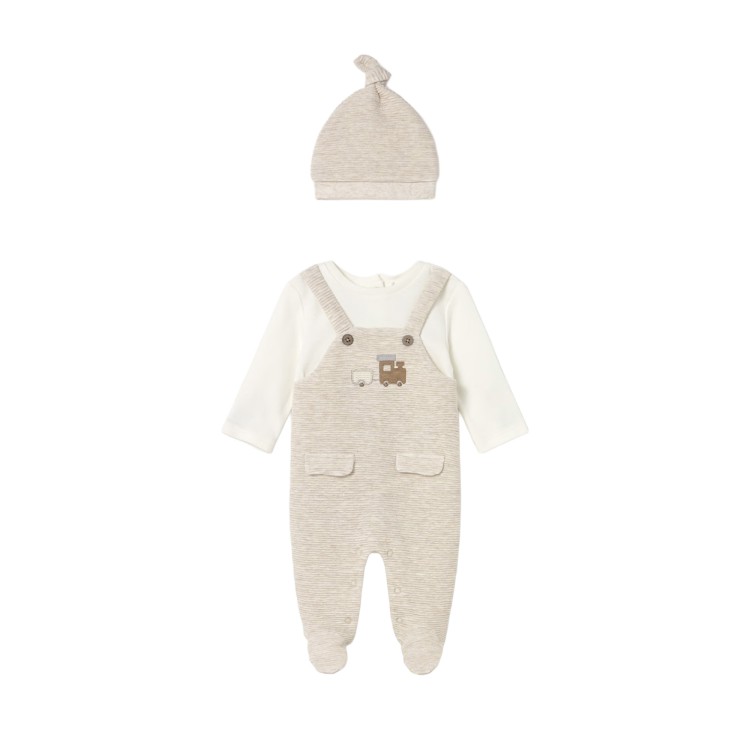MAYORAL NEWBORN Set 2 pezzi beige tutina e cappello neonato