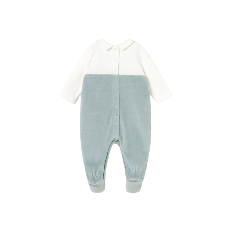 MAYORAL NEWBORN Tutina verde acqua finta salopette neonato