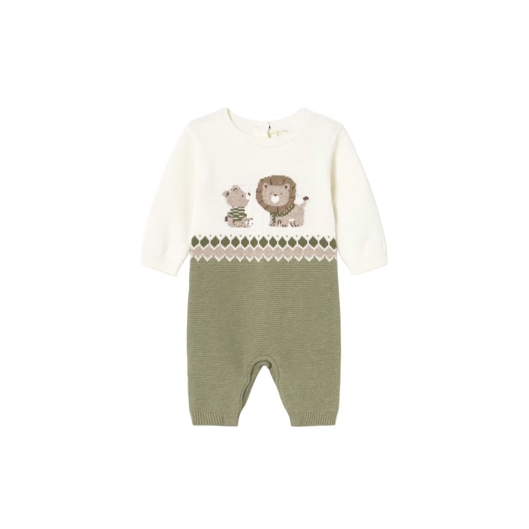 MAYORAL NEWBORN Tutina verde e bianca in maglia neonato