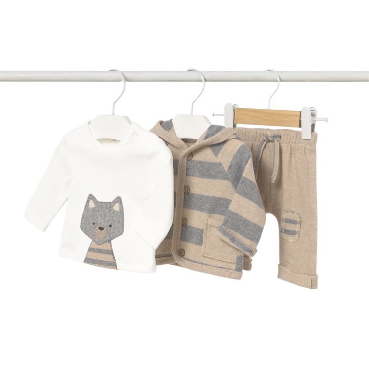 MAYORAL NEWBORN Completo 3 pezzi beige neonato