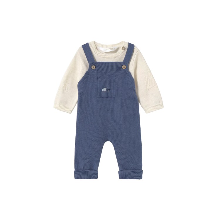 MAYORAL NEWBORN Completo salopette 2 pezzi azzurro neonato