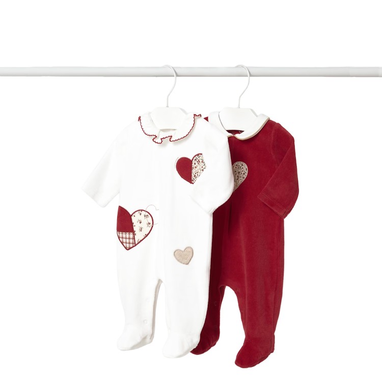 MAYORAL NEWBORN Set 2 tutine in ciniglia bianca e amarena neonata
