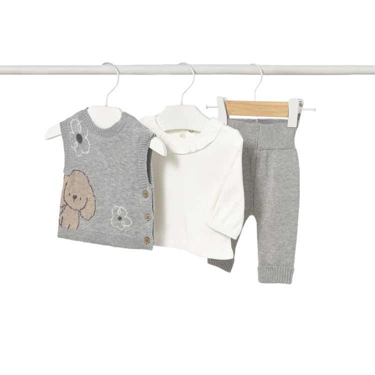 MAYORAL NEWBORN Completo 3 pezzi grigio smanicato neonata