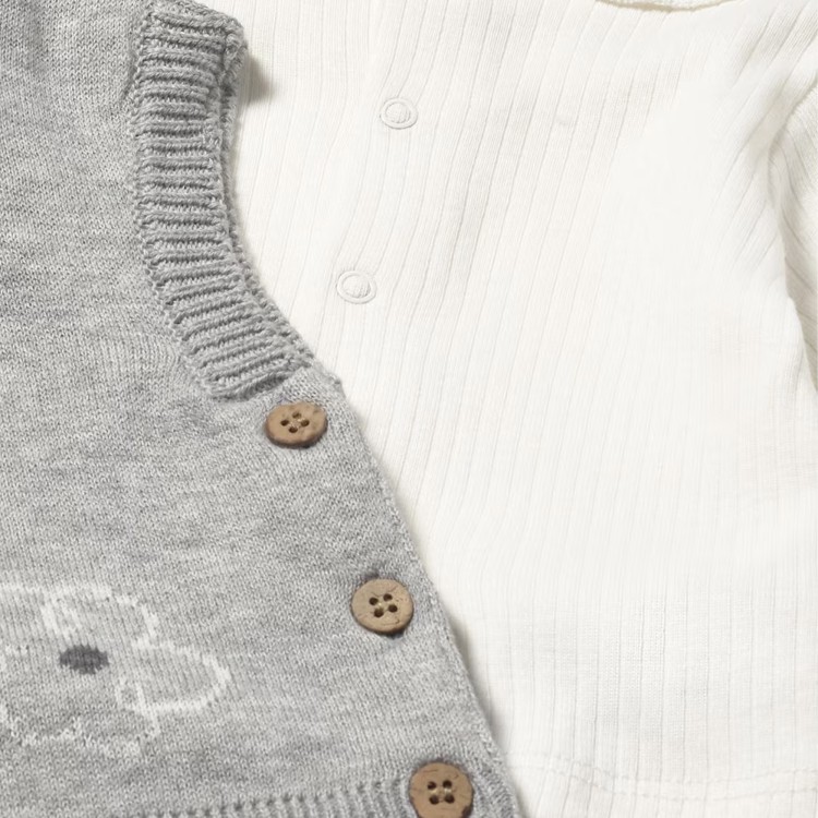 MAYORAL NEWBORN Completo 3 pezzi grigio smanicato neonata