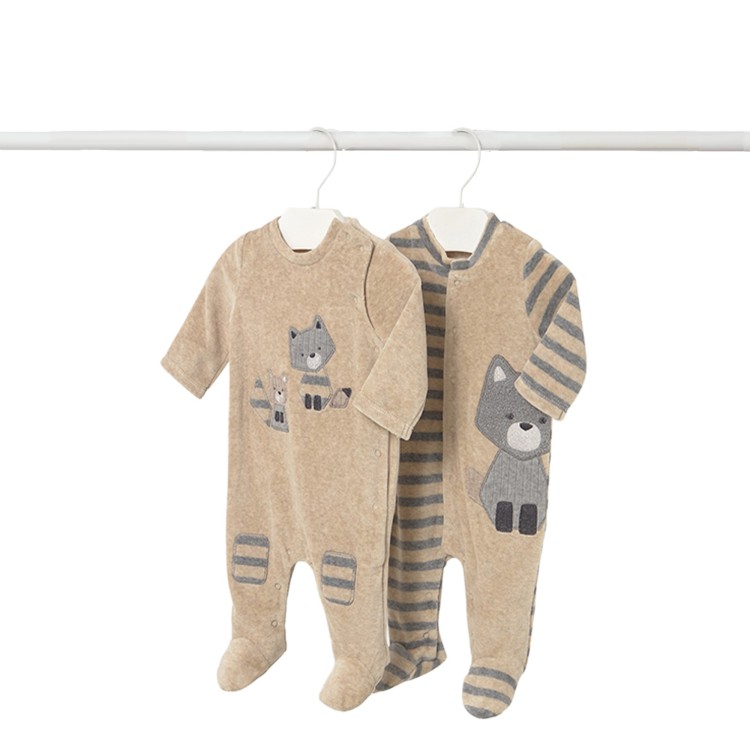 MAYORAL NEWBORN Set 2 tutine in ciniglia beige e grigio neonato
