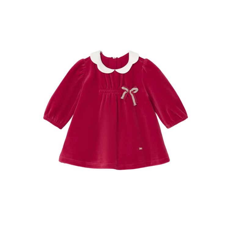 MAYORAL NEWBORN Vestito amarena in ciniglia neonata