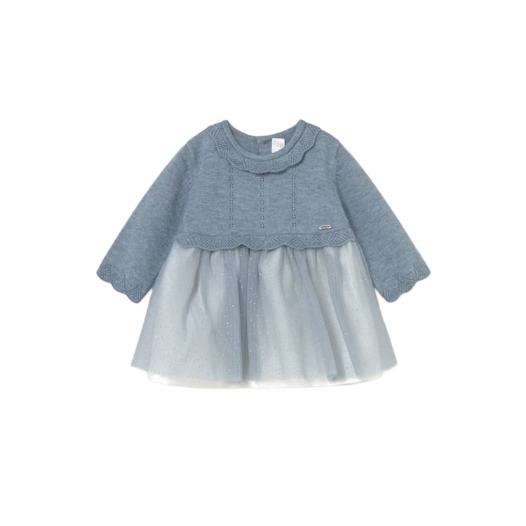 MAYORAL NEWBORN Vestito azzurro in maglia neonata