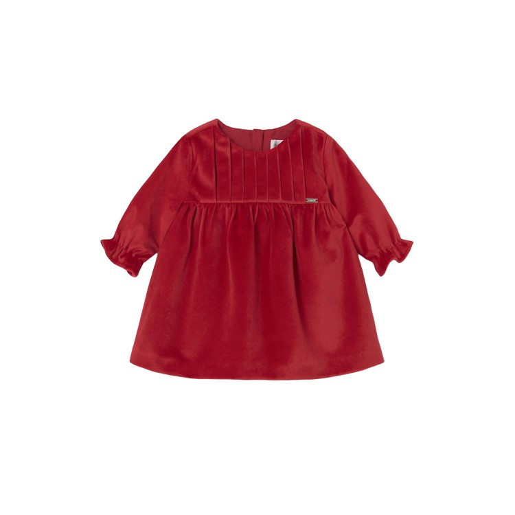 MAYORAL NEWBORN Vestito amarena in velluto neonata