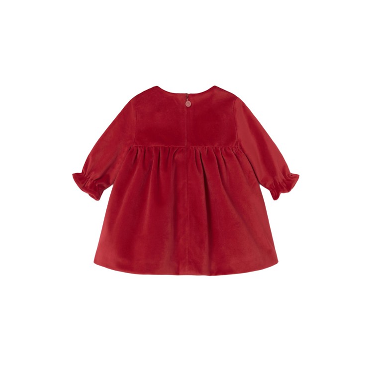 MAYORAL NEWBORN Vestito amarena in velluto neonata