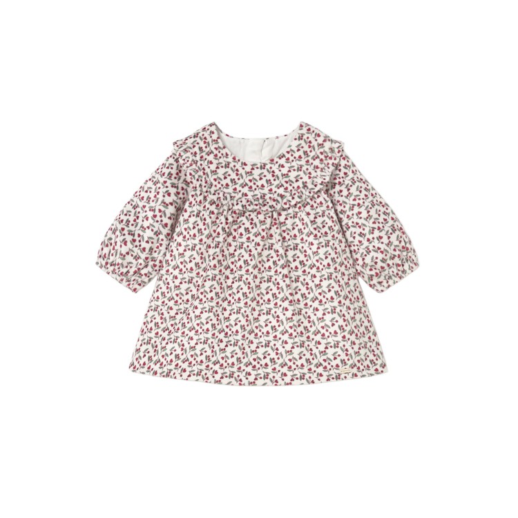 MAYORAL NEWBORN Vestito amarena in velluto stampato neonata