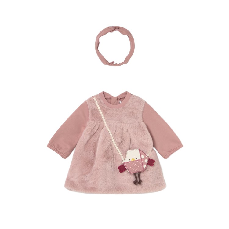 MAYORAL NEWBORN Vestito rosa con borsa e fascia neonata