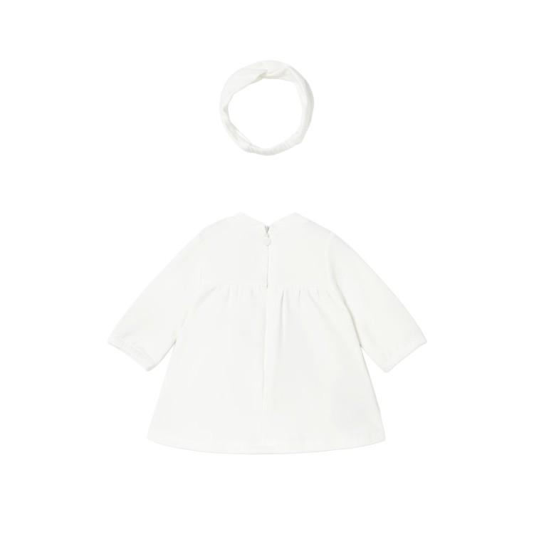 MAYORAL NEWBORN Vestito bianco con borsa e fascia neonata