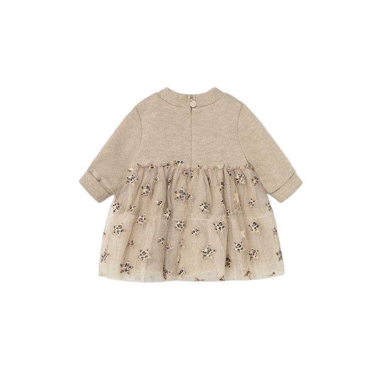 MAYORAL NEWBORN Vestito beige con tulle neonata