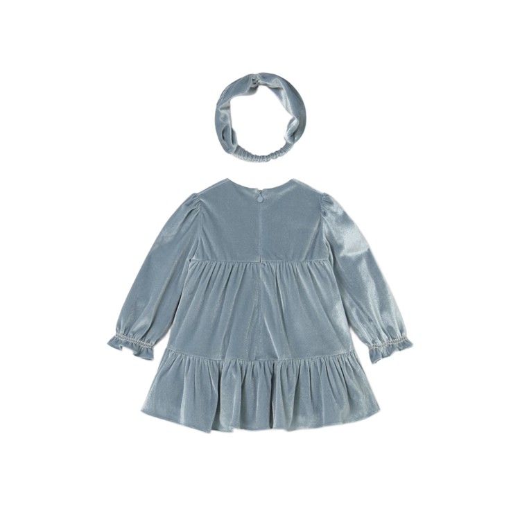 MAYORAL Abito celeste in velluto neonata