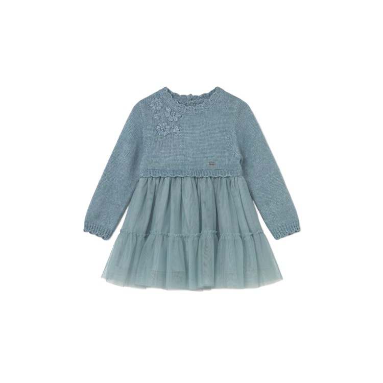 MAYORAL Abito celeste con gonna in tulle neonata