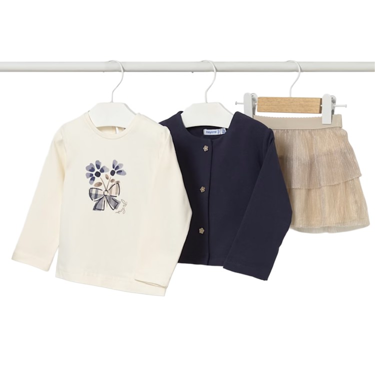 MAYORAL Completo 3 pezzi blu navy neonata