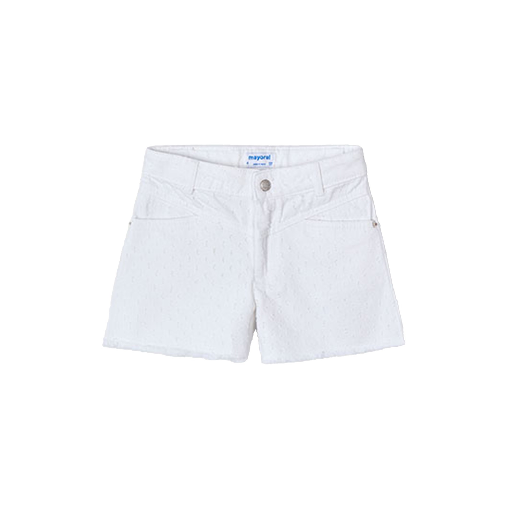 MAYORAL Shorts bianchi cinque tasche sfilacciato bambina