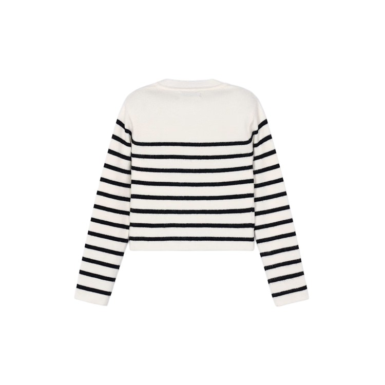 MAYORAL Maglione bianco tricot a righe bambina