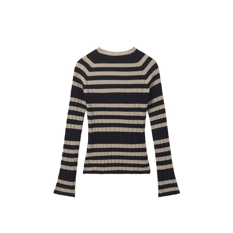 MAYORAL Lupetto nero e panna a righe a coste bambina