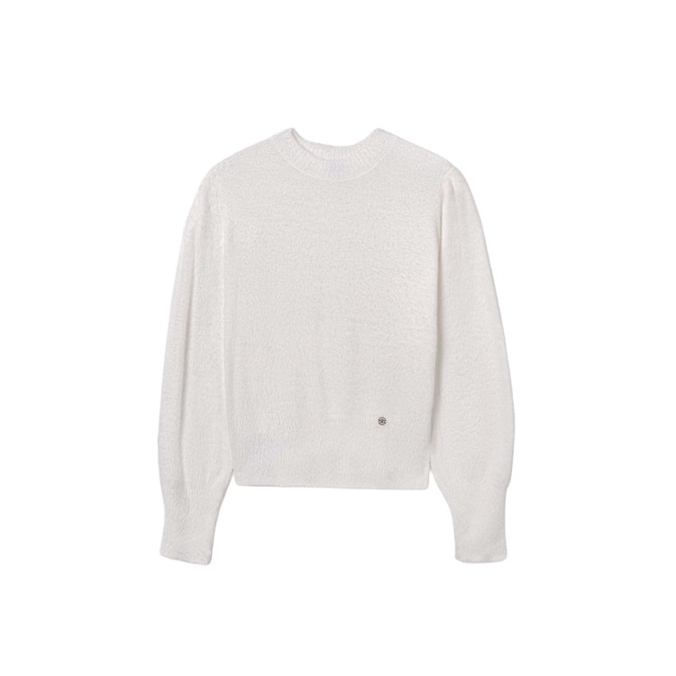 MAYORAL Maglione bianco pellicciotto bambina