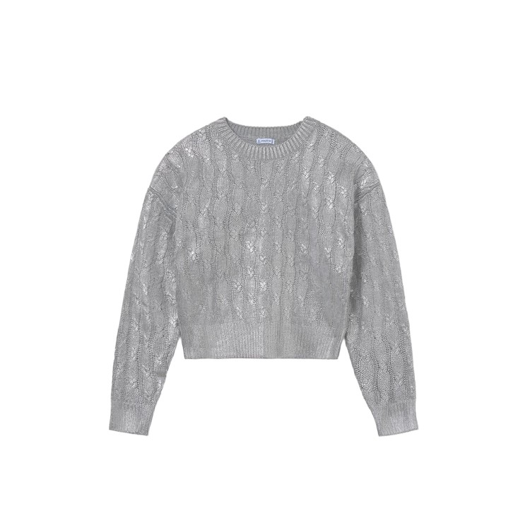 MAYORAL Maglione argento a trecce bambina
