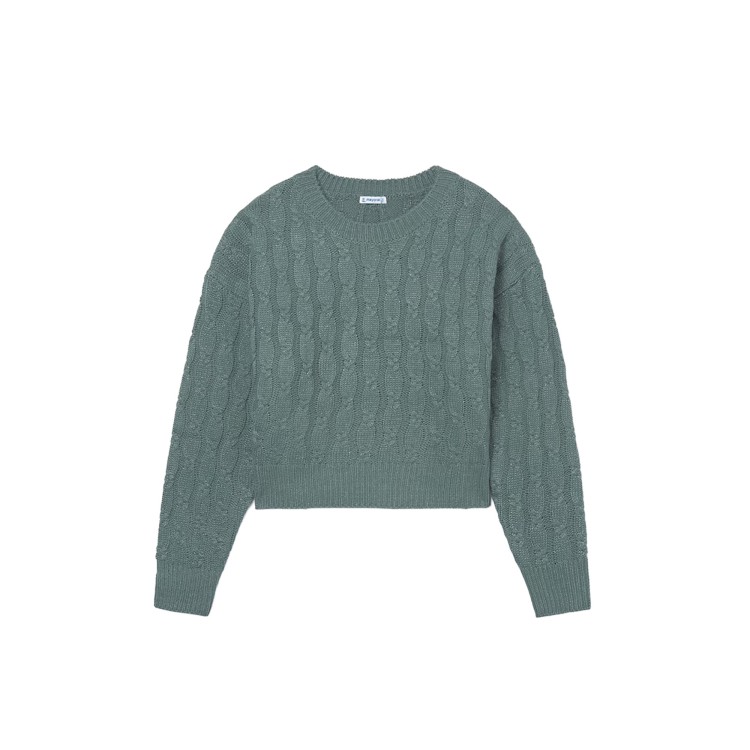 MAYORAL Maglione verde a trecce bambina