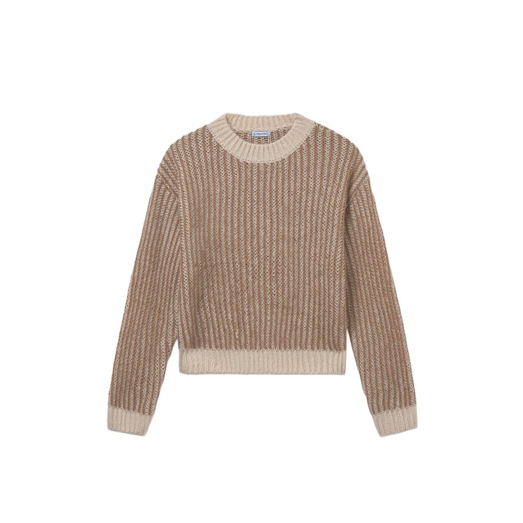 MAYORAL Maglione a righe caramello bambina