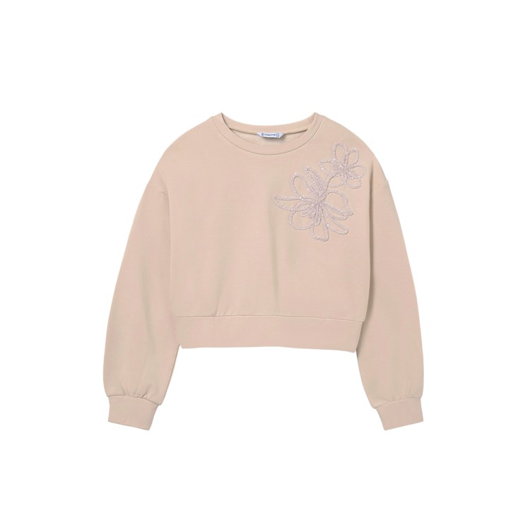 MAYORAL Felpa sabbia con dettaglio fiore bambina