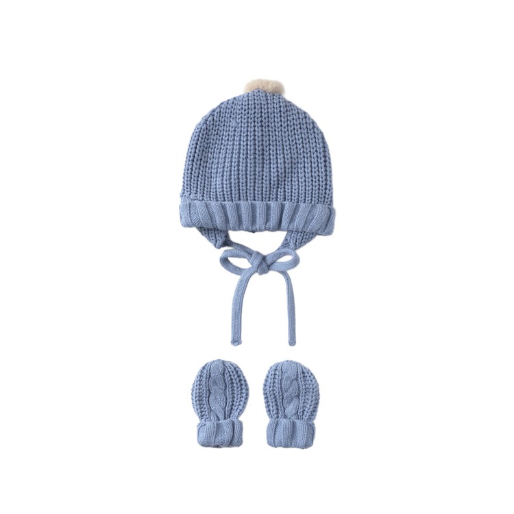 MAYORAL NEWBORN Set azzurro cappello e manopole neonato
