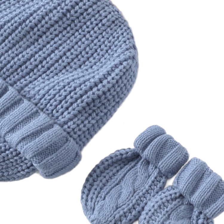 MAYORAL NEWBORN Set azzurro cappello e manopole neonato