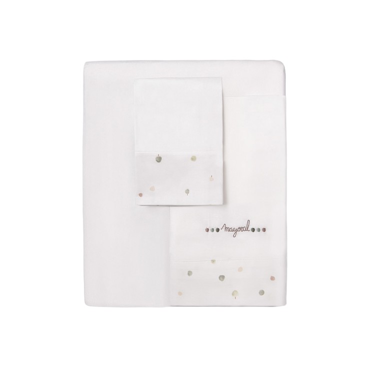 MAYORAL NEWBORN Set lenzuolo culla con ricami salvia neonati