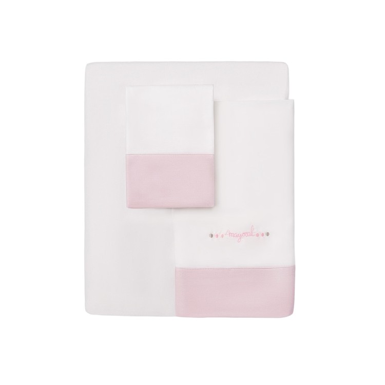 MAYORAL NEWBORN Set lenzuolo culla con ricami rosa neonata