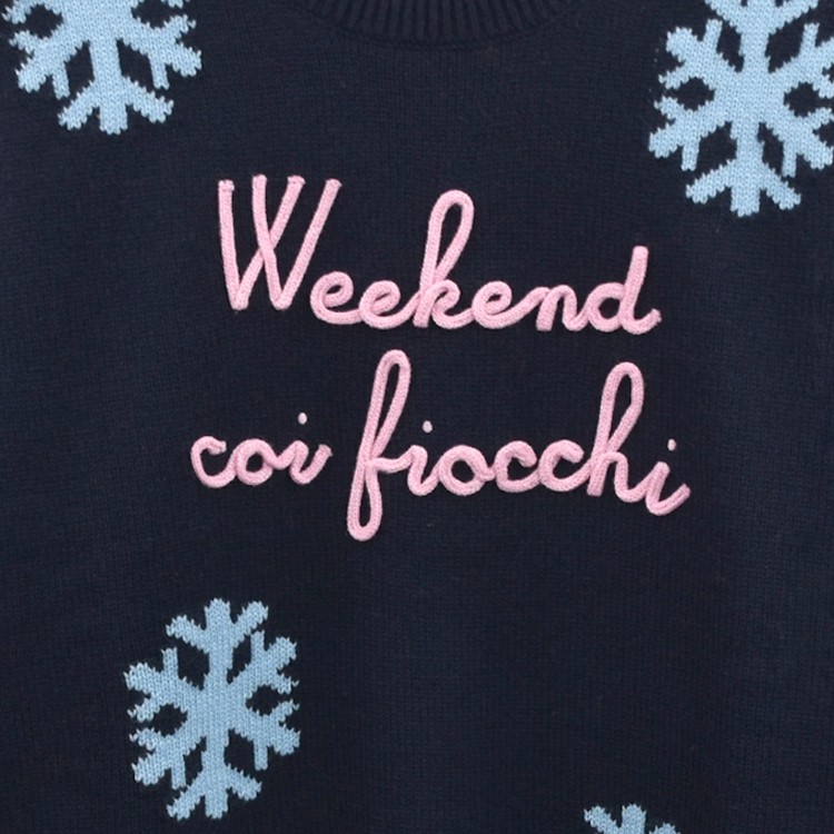 SAINT BARTH Maglione blu navy "weekend coi fiocchi" bambina