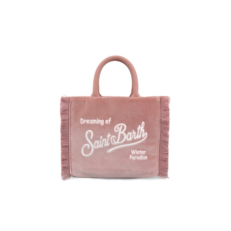 SAINT BARTH Borsa Vanity Mini rosa in velluto bambina