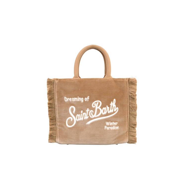 SAINT BARTH Borsa Vanity Mini beige in velluto bambina