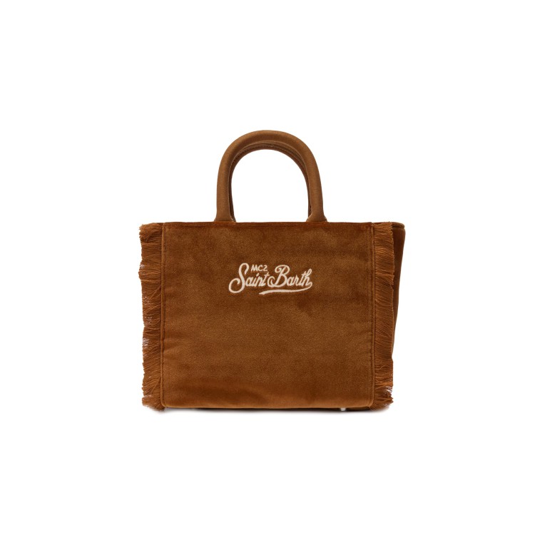 SAINT BARTH Borsa Vanity Mini marrone in velluto bambina