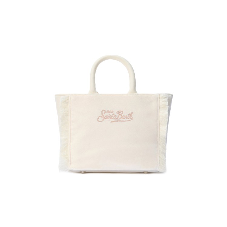 SAINT BARTH Borsa Vanity Mini panna in velluto bambina