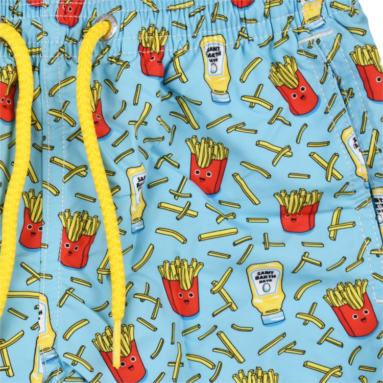 SAINT BARTH Costume da bagno leggero fantasia cips celeste per bambino